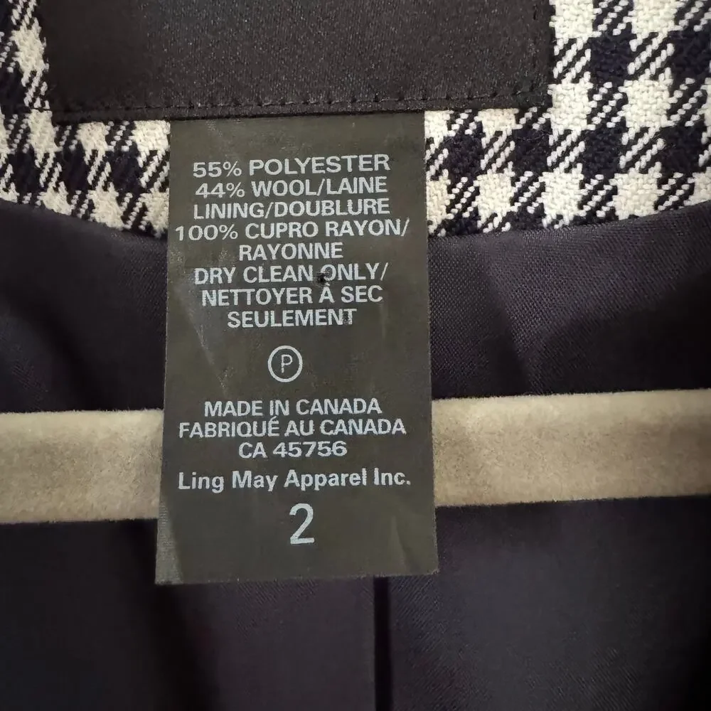 Smythe Classic Duchess Wool Blazer Gingham Check Navy White Size 2 - Picture 11 of 12